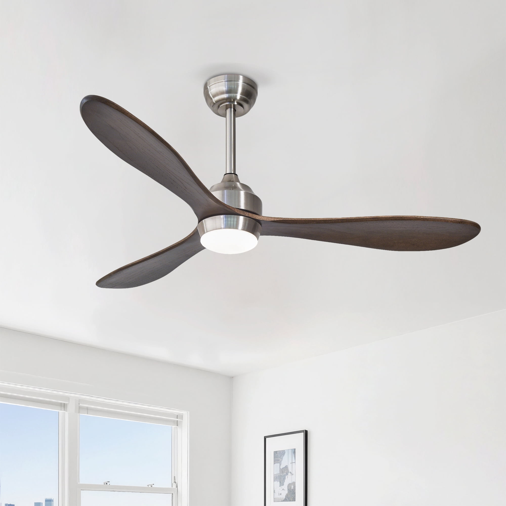 Leumius 52" Ceiling Fan with Lights and Remote Control, Quiet DC Motor Ceiling Fans 6 Speed Levels,Reversible Ceiling Fan for Patio Living Room Bedroom Silver
