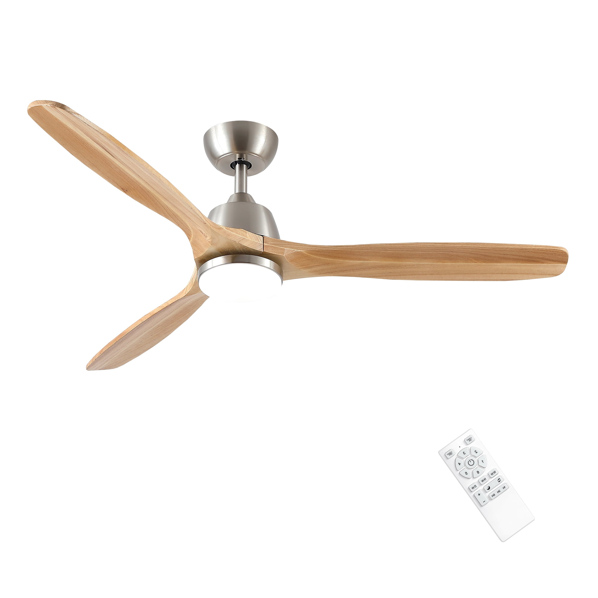 Leumius 52" Ceiling Fan with Light and Remote with Quiet DC Motor, Reversible Blades, Dimmable 3CCT LED Light for Living Room Bedroom Brushed Nickel