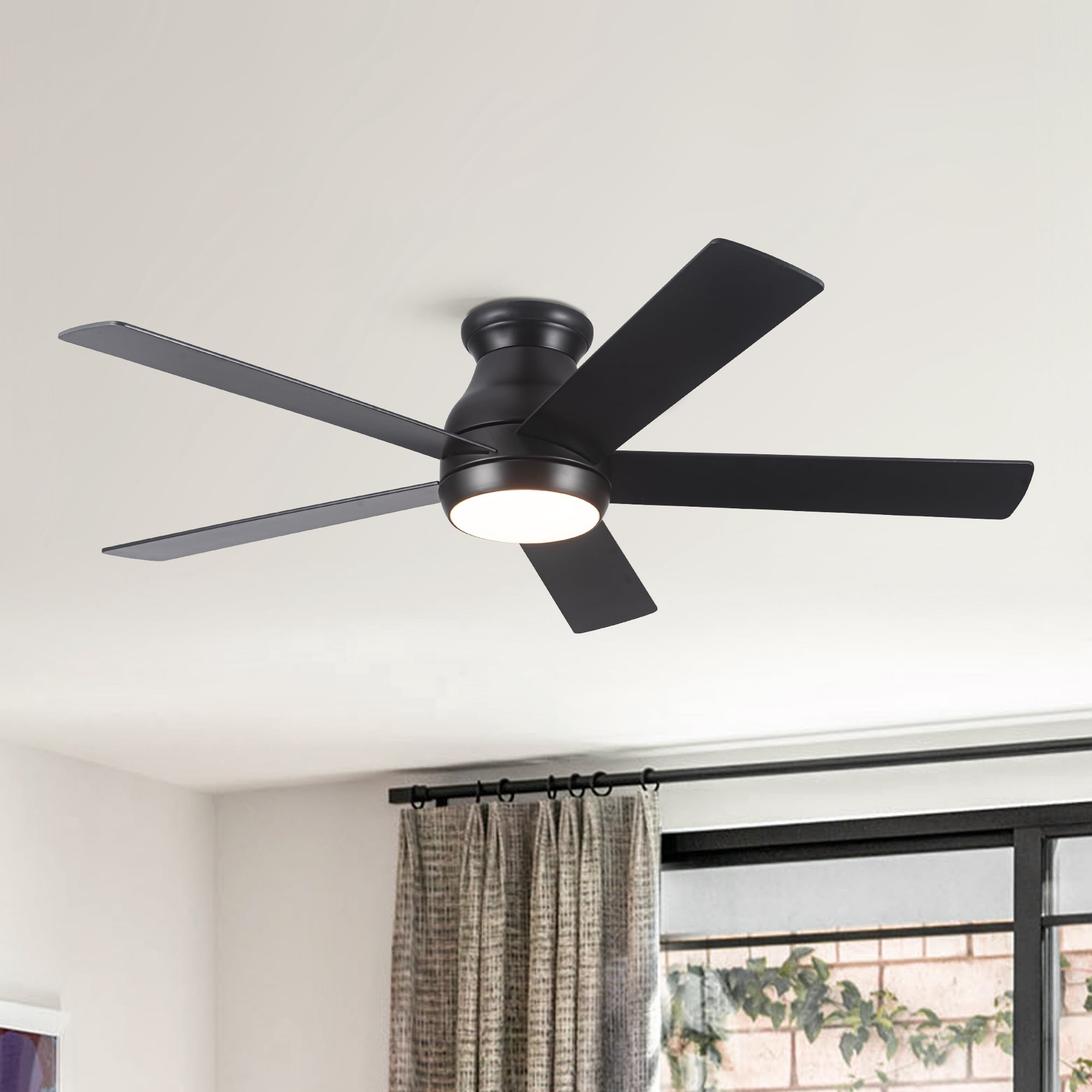 Leumius 52" Matte Black Lowe Profile Ceiling Fan with Dimmable 3CCT LED Light,Modern Ceiling Fan for Living Room Bedroom