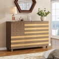 thumbnail image 1 of Leumius 55"Buffet Sideboard Cabinet Storage, Versatile Kitchen Storage Cabinet with Hand Carved Craftsmanship Featuring 2 Drawers and 3 Doors for Living Room Home Office Brown+Yellow, 1 of 9