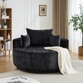 thumbnail image 1 of Leumius 55" Oversized Round Swivel Accent Chair,Upholstered Polyester 360 Degree Swivel Chair for Living Room, Bedroom, Lounge and Projection Room,Black, 1 of 10