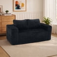 thumbnail image 1 of Leumius 63" Loveseat Sofa,Corduroy Upholstered Compressed Sofa 2-Seater Sofa Small Sofa for Small Spaces,Apartment,Living Room,Black, 1 of 8