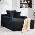 thumbnail image 1 of Leumius 67'' Oversized Chaise Lounge Chair Indoor,Cloud Plush Velvet Upholstered Deep Seat Sofa Bed with Back Cushion & Pillows,Cozy Sleeper Sofa Couch for Living Room, No Assembly Required,Black, 1 of 9