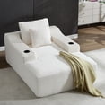 thumbnail image 1 of Leumius 67" Oversized Chaise Lounge Chair Indoor,Soft Boneless Cloud Couch with 2 Pillowsand 2 Cup Holders, Comfy Corduroy Sleeper Couch for Living Room Bedroom,No Assembly Required,White, 1 of 11