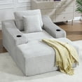 thumbnail image 1 of Leumius 67" Oversized Chaise Lounge Chair Indoor,Soft Boneless Cloud Couch with 2 Pillowsand 2 Cup Holders, Comfy Corduroy Sleeper Couch for Living Room Bedroom,No Assembly Required,Light Gray, 1 of 12