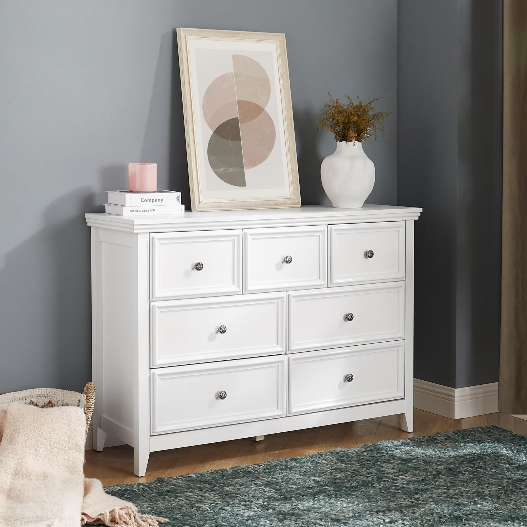 Leumius 7 Drawers Dresser,Modern 7 Drawers Cabinet Chest of Drawers Closet Organizers and Storage for Living Room,Bedroom,White