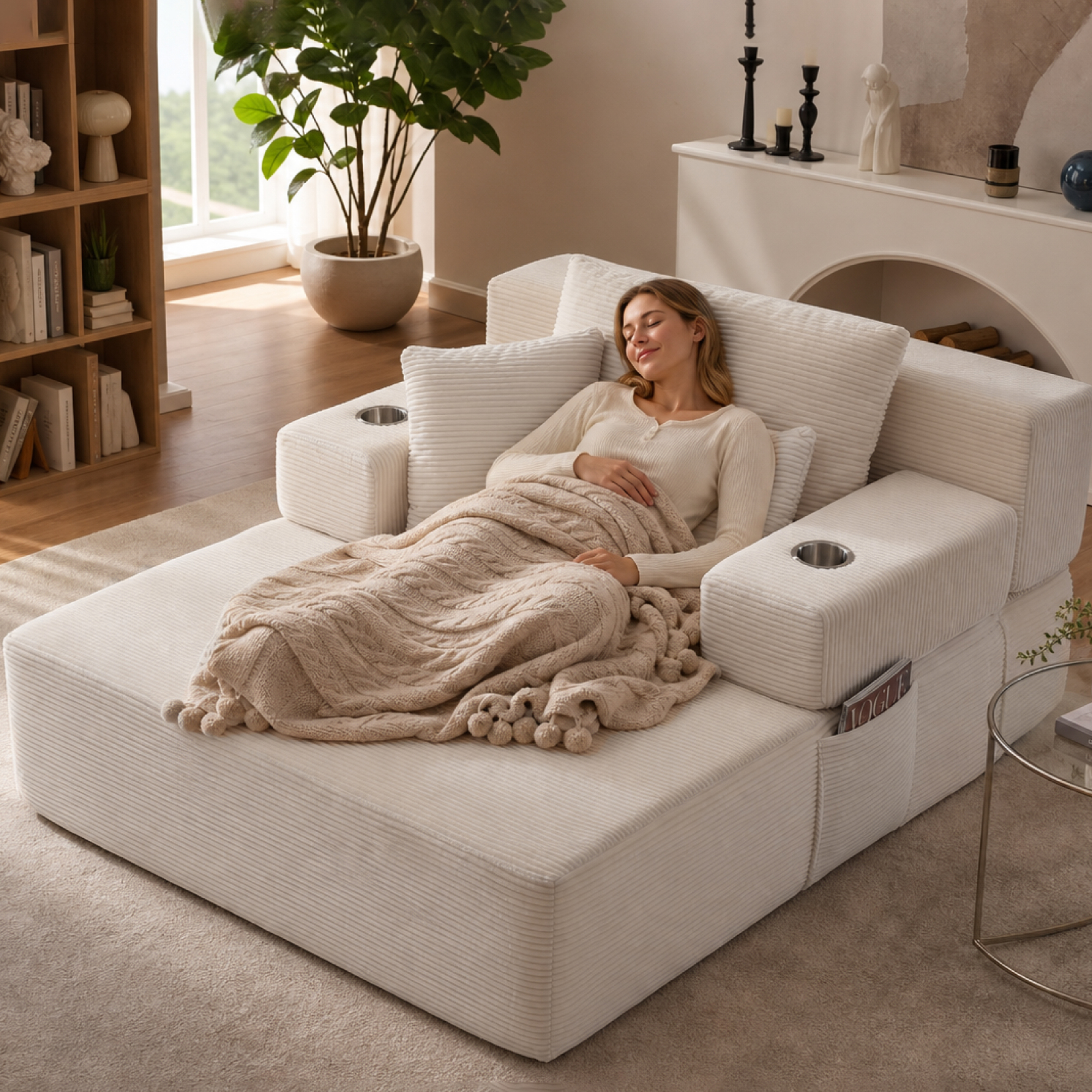 Leumius 70 8 Oversized Chaise Lounge Chair Indoor Plush Corduroy Upholstered Cloud Sofa Bed For Living Room No Assembly Required White: A Clear-Eyed Overview