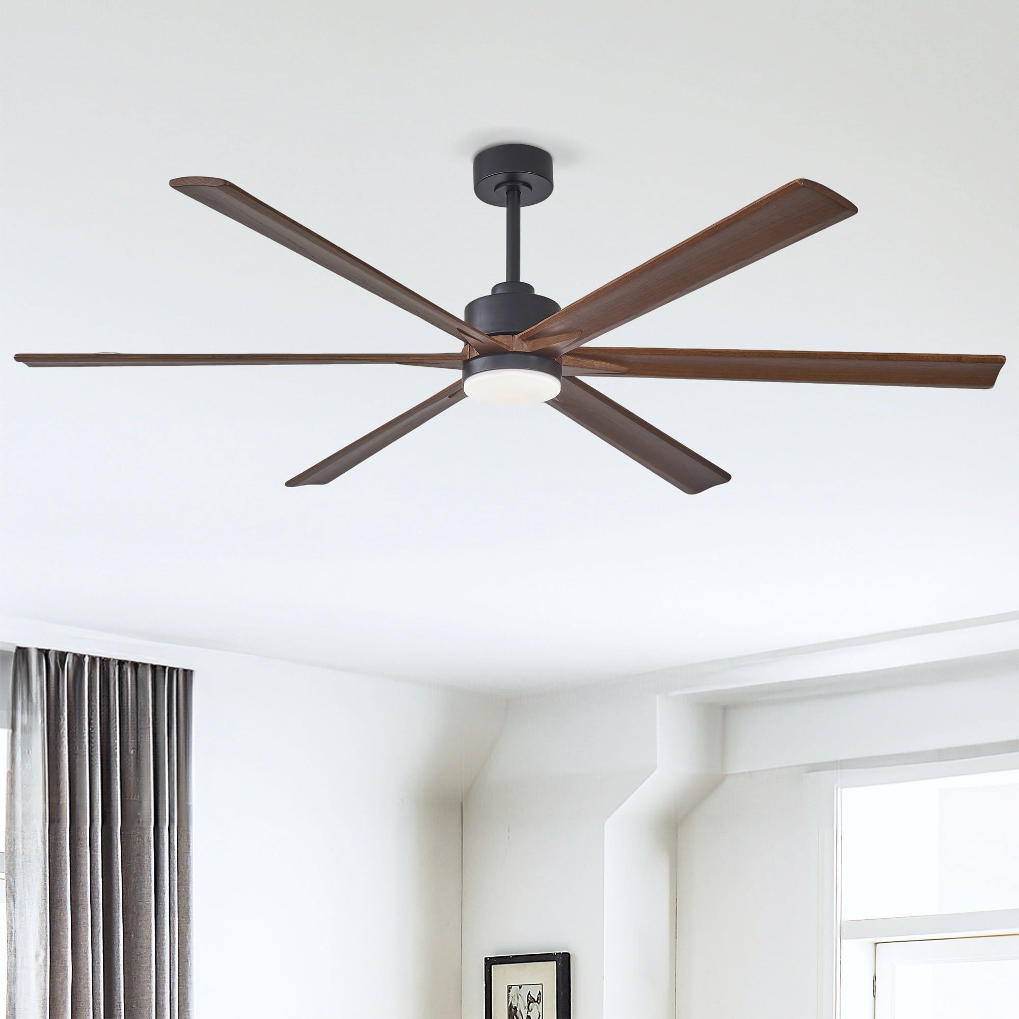 Leumius 70" Ceiling Fan with Lights Quiet DC Motor Ceiling Fans 6 Speed Levels,Reversible Ceiling Fan for Patio Living Room Bedroom Black + Red Walnut