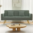 thumbnail image 1 of Leumius 71.7" Teddy Fleece Sleeper Sofa,3 Adjustable Backrest,2 Pillows, Convertible Futon Sofa Bed Folding Couch for Small Space,Living Room,Green, 1 of 7