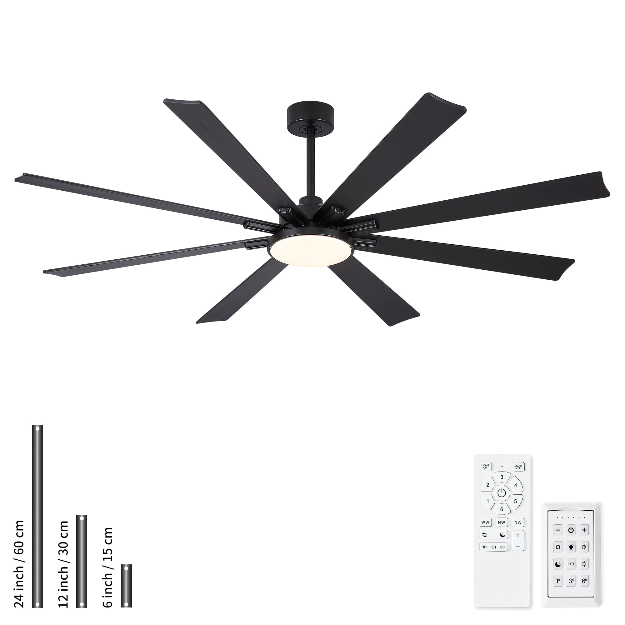 Leumius 72" Ceiling Fan with Lights and Remote, Modern Farmhouse Ceiling Fan with Quiet DC Motor, 6 Speeds, Reversible Blades, Dimmable 3CCT LED Light for Indoor Outdoor Large Room