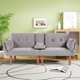thumbnail image 1 of Leumius 72 Inch Futon Sofa Bed,Velvet Futon Couch with Adjustable Backrest and Cupholders,Suitable for Apartment,Living Room,Small Space,Dark Gray, 1 of 7