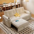 thumbnail image 1 of Leumius 73.2" Convertible Corduroy Sofa Bed with Pull Out Bed ,2-in-1 Multi-Functional Sofa Couch with Steel Frame for Living Room,Bedroom,Apartment,Small Spaces,White, 1 of 8