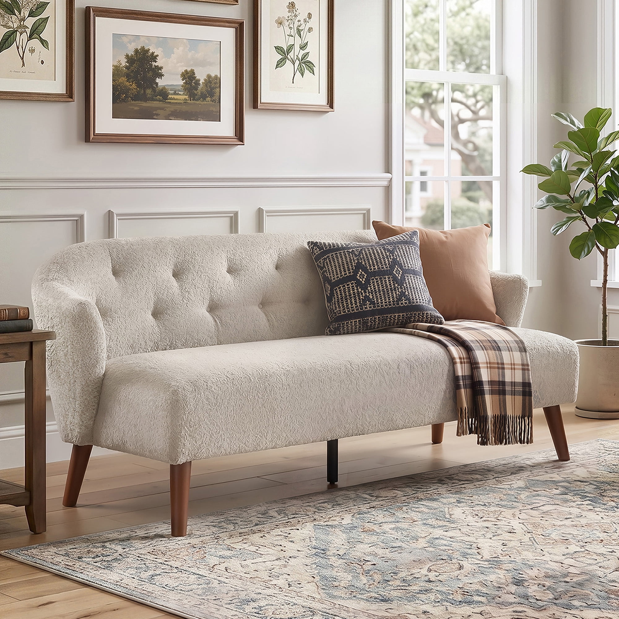 Leumius 73.6" 3-Seater Sofa, Modern Tufted Upholstered Couch Comfy Upholstered Sofa for Living Room, Apartment, Brown