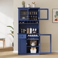 thumbnail image 1 of Leumius 75" Tall Kitchen Pantry Storage Cabinet,Farmhouse Wood Buffet Storage Cabinet with Wine Rack and Adjustable Shelves for Dining Room Living Room,Blue, 1 of 8