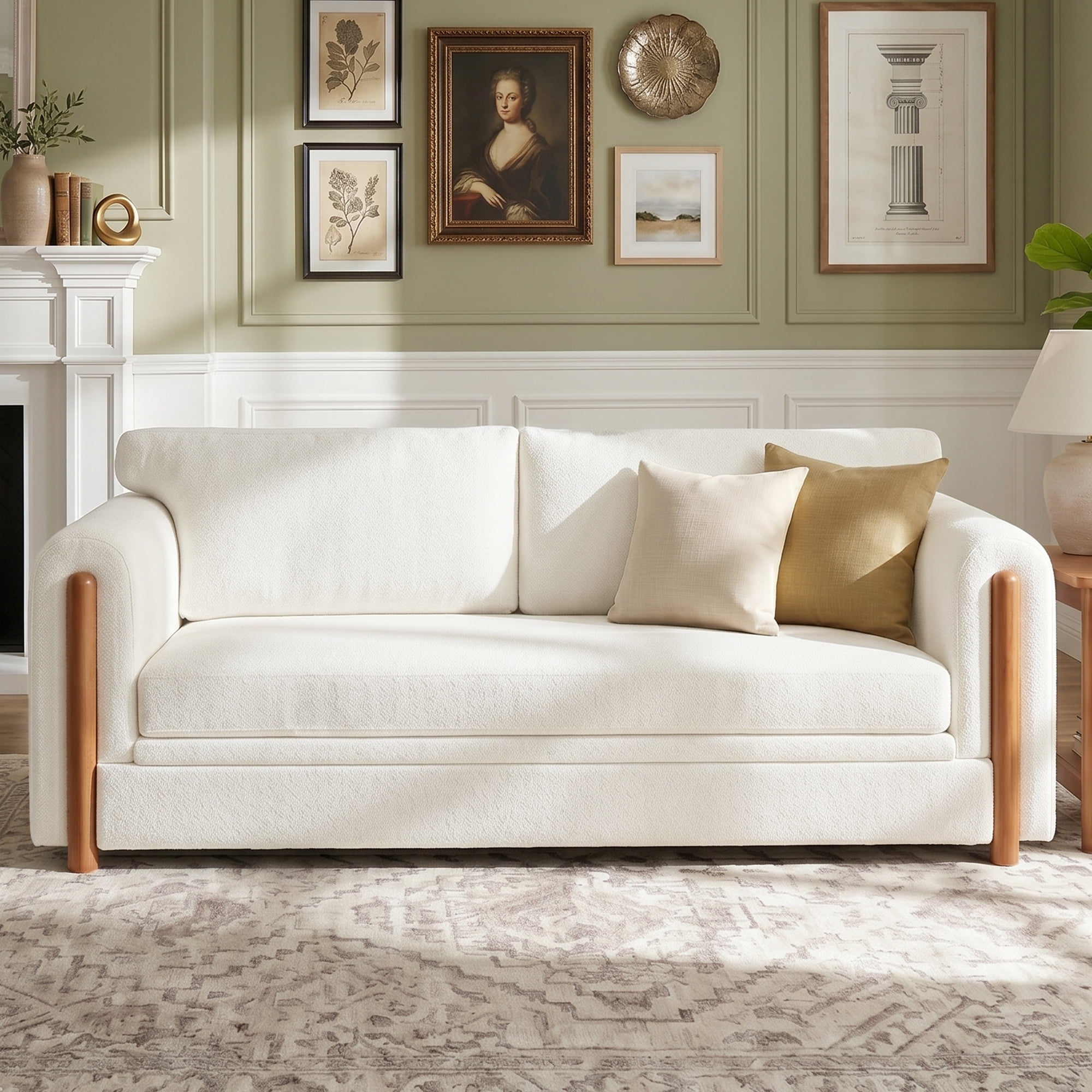Leumius 79.1" 3-Seater Upholstered Couch, Accent Sofa with Square Arms for Living Room, Apartment and Small Space, Beige