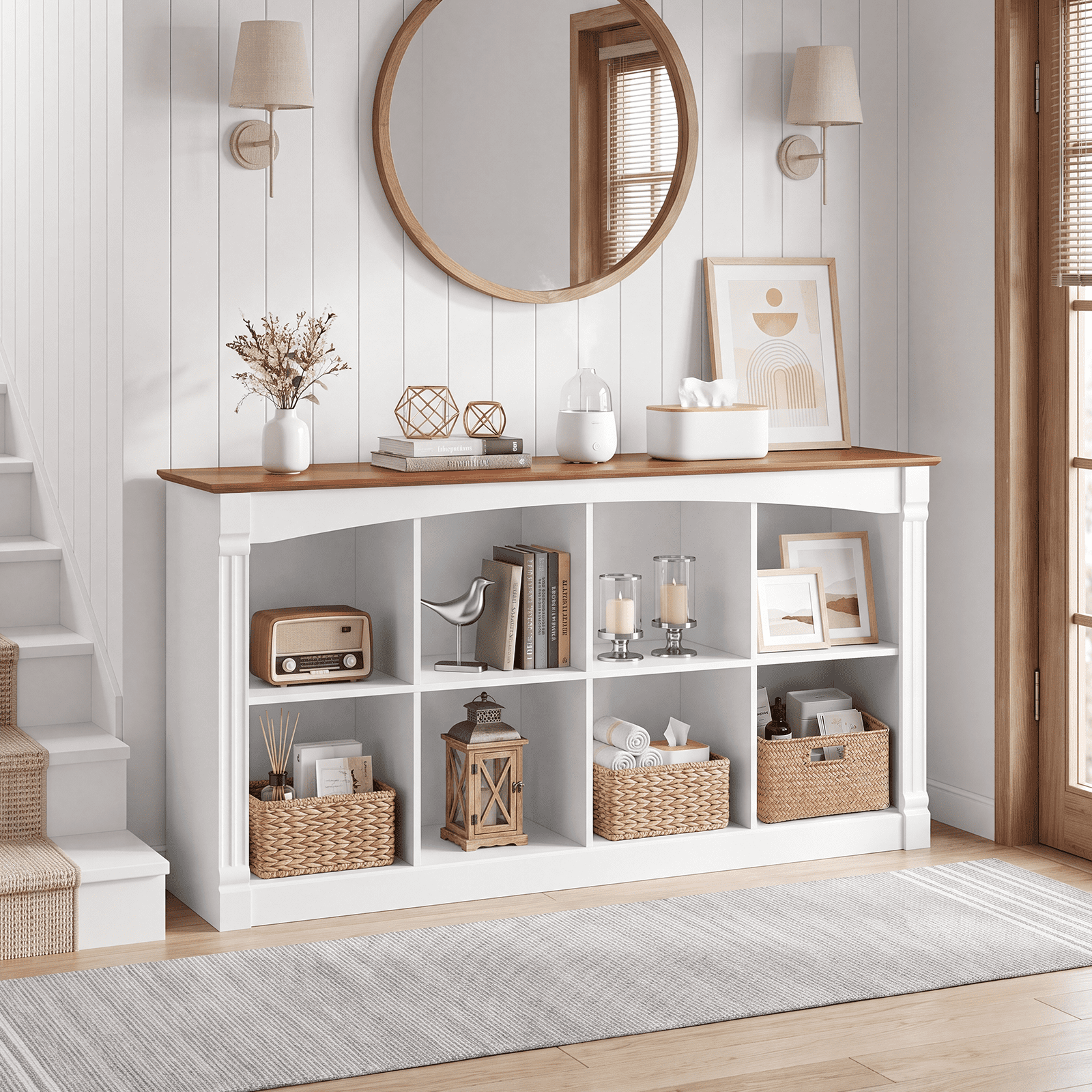 Leumius 8-Cube Storage Organizer,2-Tier Cube Bookcase Open Cubby Display Shelf Unit for Living Room, Bedroom, Office