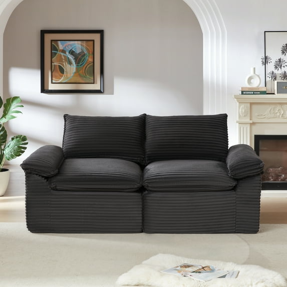 Leumius 80" Cloud Sofa,Modular Boneless Couches for Living Room, 3 Seater Modern Lounge Couch, No Assembly Required,Dark Gray