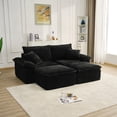 thumbnail image 1 of Leumius 81" Convertible Sectional Sofa, Oversized Corduroy Cloud Couch with 2 Movable Ottoman, Comfy Boneless Couch Bed for Living Room Apartment Office, No Assembly,Black, 1 of 9