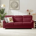 thumbnail image 1 of Leumius 82" Velvet Sofa, 3 Seater Couch, Mid Century Modern Couches with Metal Legs for Living Room & Bedroom,Burgundy, 1 of 14