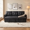 VanAcc Sectional Sofa Bed with Pull Out Bed, Linen Upholstery, Storage ...