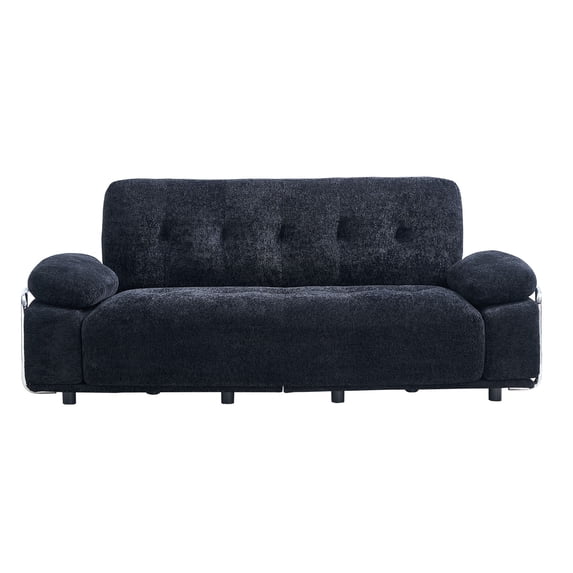 Leumius 89" Chenille Sofa Couch with Extra Deep Seats,Comfy 3 Seater Sofa Upholstered Couch for Living Room,Black