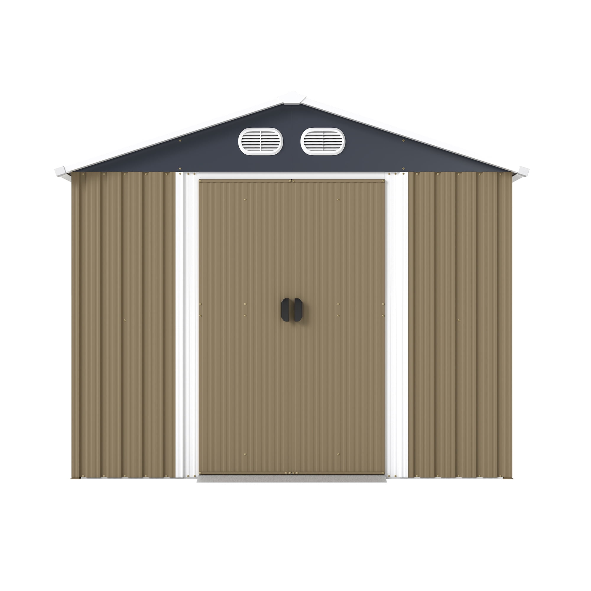 Leumius 8x12 FT Outdoor Metal Storage Shed, Large Storage Sheds with Sturdy Frame Structure, Metal Garden Tool Shed with Lockable Door for Garden Lawn Backyard Brown