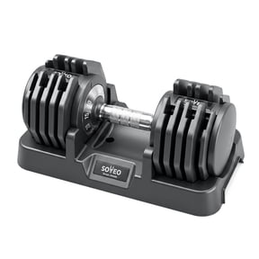 Leumius Adjustable Dumbbell, 5-55 LBS Quick-Select Weight Dumbbell with Non-Slip Grip & Base, for Home Gym Strength Training,Black
