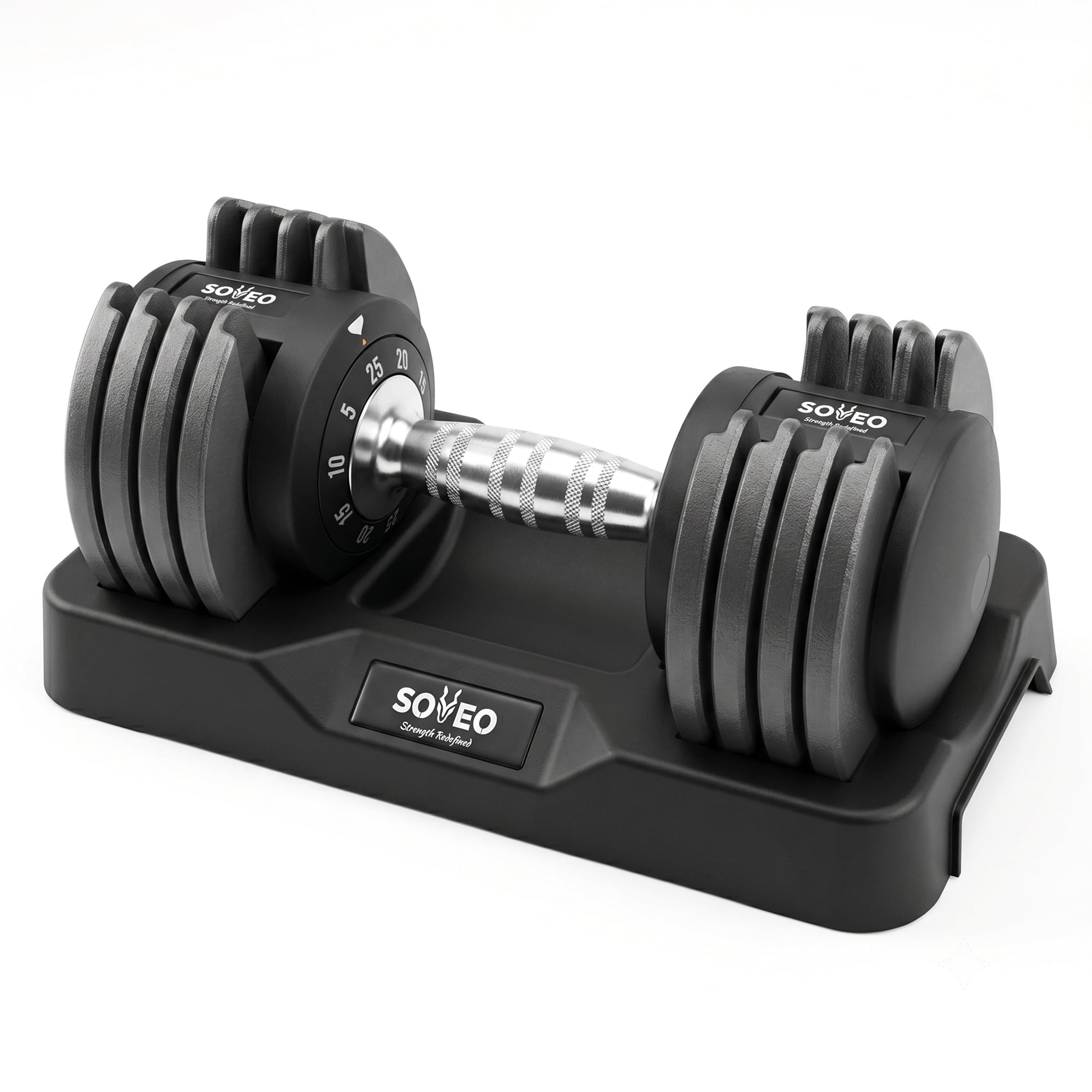 Leumius Adjustable Dumbbell Set, 10-in-1 25LB/55LB Adjustable Dumbbells with Lock System, Fast 1 Sec Adjustment, Non-Slip Grip & Storage Tray, Home Gym Workout Weights for Men Women,Black
