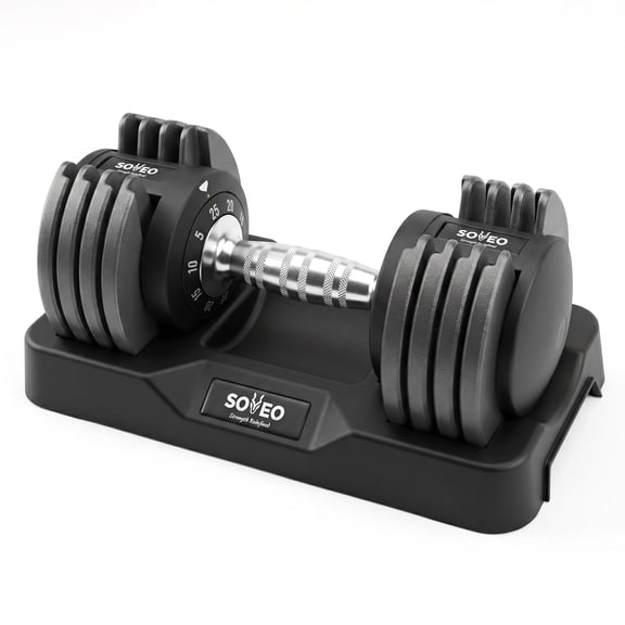 Leumius Adjustable Dumbbell Set, 10-in-1 25LB/55LB Adjustable Dumbbells with Lock System, Fast 1 Sec Adjustment, Non-Slip Grip & Storage Tray, Home Gym Workout Weights for Men Women,Black