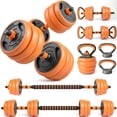 thumbnail image 1 of Leumius Adjustable Dumbbell Set,66LBS 4-in-1 Adjustable Weights Dumbbells, Barbell, Kettlebells with Anti-slip Silicone Grip,Weight Set for Home Gym Suit both Men and Women,Orange, 1 of 9