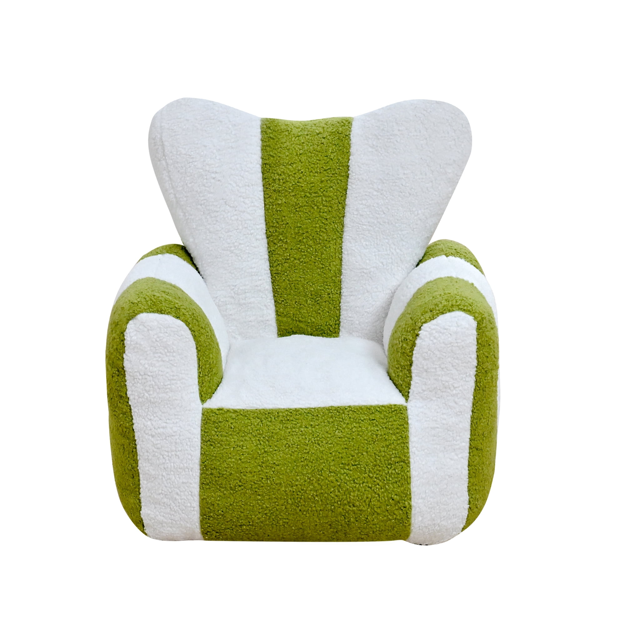 Leumius Bean Bag Chair,Comfy Teddy Beanbag Chair with a Color-Block and Heart-Shaped Backrest,Large Reading Chair for Living Room, Bedroom, ApartmentWhite+Green