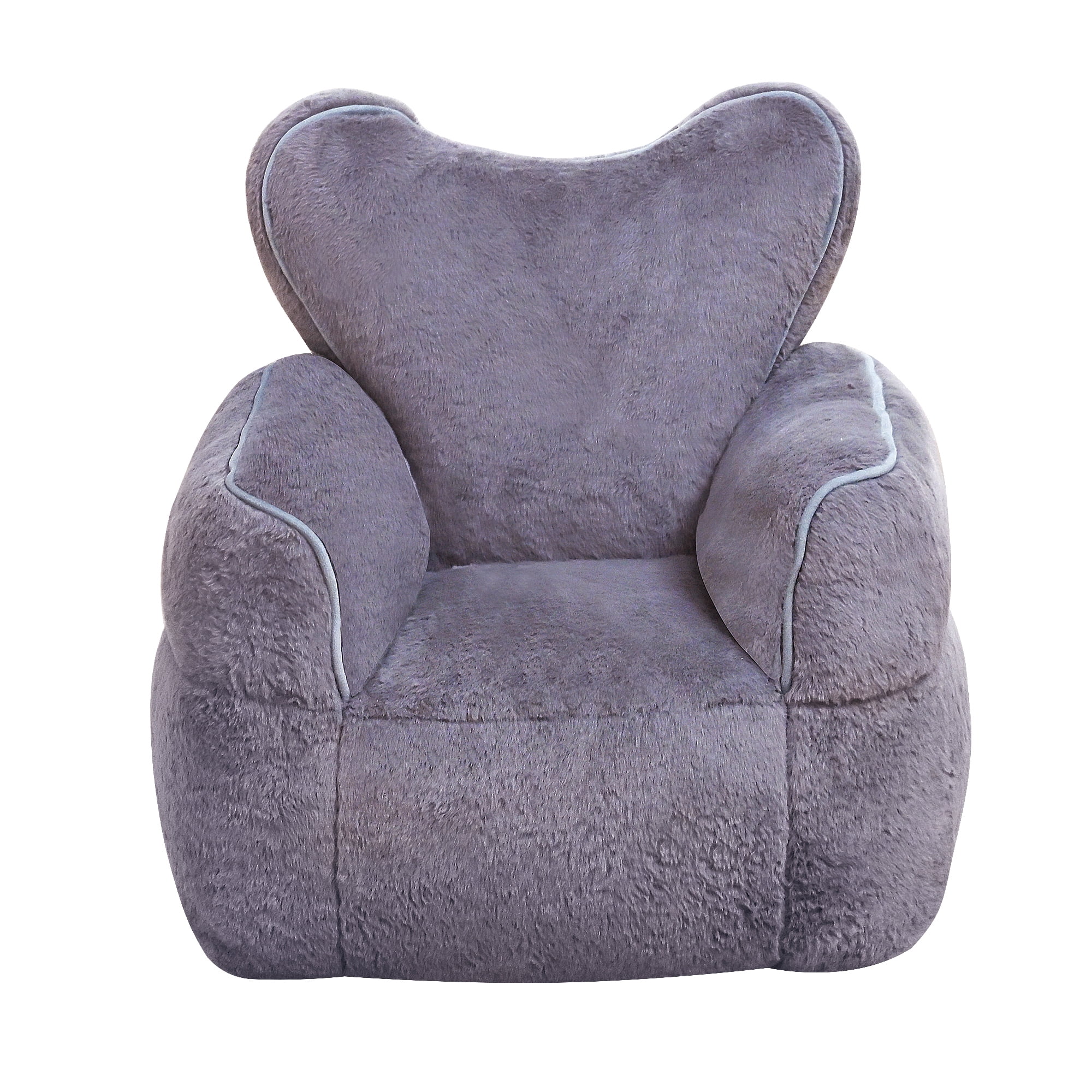 Leumius Bean Bag Chair,Faux Fur Beanbag Chair with a Color-Block and Heart-Shaped Backrest,Large Lazy Sofa for Living Room, Bedroom, Apartment,Gray
