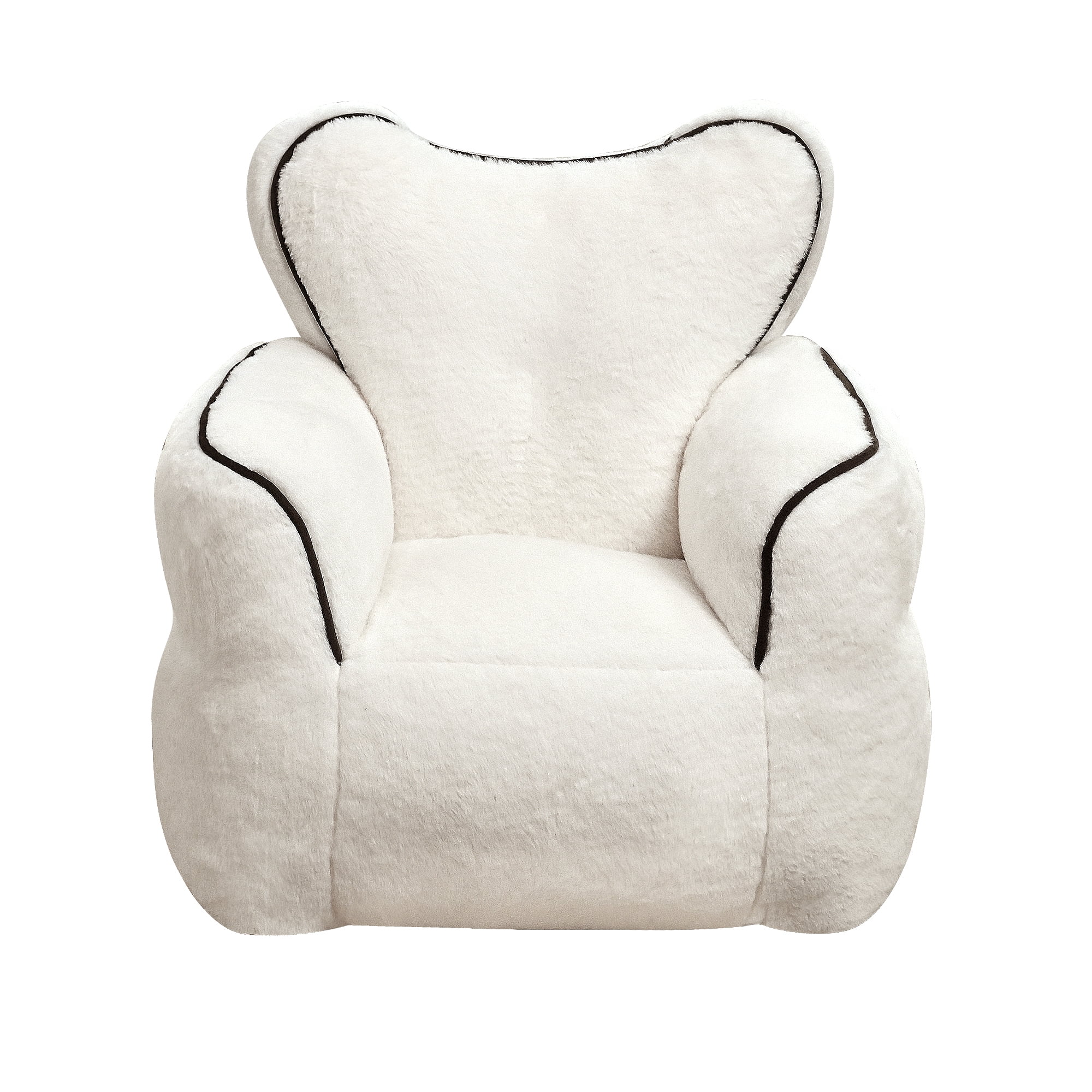 Leumius Bean Bag Chair,Faux Fur Beanbag Chair with a Color-Block and Heart-Shaped Backrest,Large Lazy Sofa for Living Room, Bedroom, Apartment,White