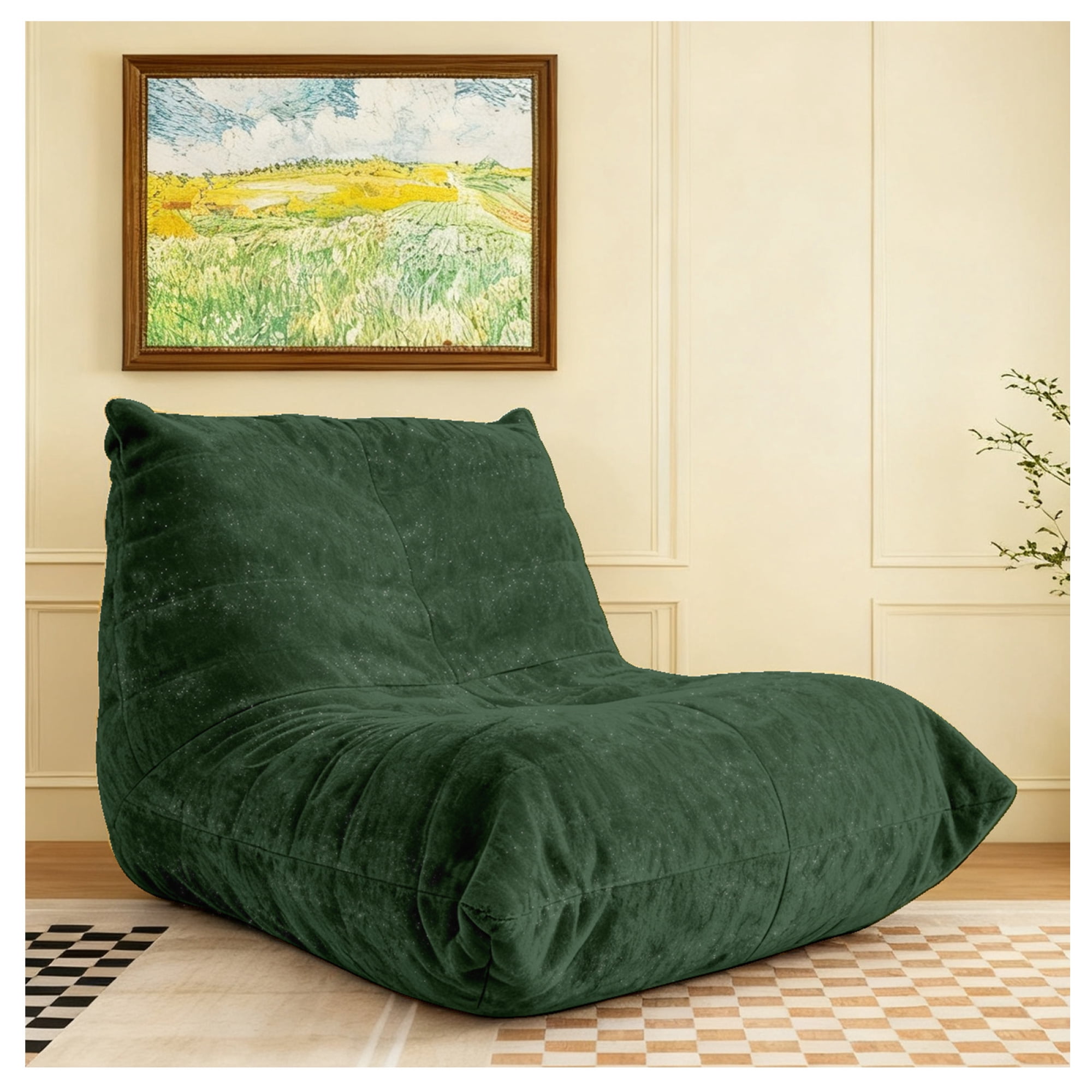 Leumius Bean Bag Chair,L-Shaped Memory Foam Bean Bag Sofa for Adults,Beanbags Lazy Sofa for Bedroom, Living Room, Office and Home,Green