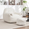 thumbnail image 1 of Leumius Bean Bag Sofa with Footstool,Faux Fur Bean Bag Chair Floor Sofa with Back Support for Living Room, Bedroom, Apartment,White, 1 of 14