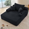 thumbnail image 1 of Leumius Boneless Couch, Lounge Chair corduroy with Wide Armrest & Throw Pillows, Cozy Boneless Sleeper Sofa Bed Armchair with Cup Holder for Living Room, Bedroom, No Assembly Required,Black, 1 of 9