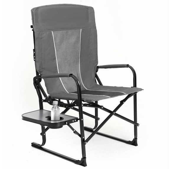 Leumius Camping Directors Chair,Oversized Heavy Duty Portable Folding Camping Chair with Side Table, Pocket for Beach,Fishing,Trip,Picnic,Lawn,Gray