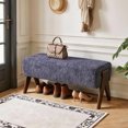 thumbnail image 1 of Leumius Chenille Bench,Modern Upholstered with Ergonomic Padded and Solid Wood Legs,Ottoman Bench for Foyer Bedroom Living Space,Entry,Blue, 1 of 22