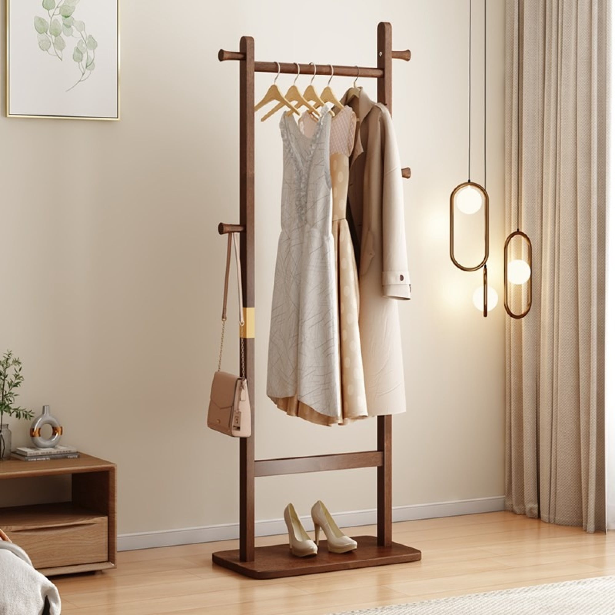 Leumius Coat Racks, 23.6* 11*71 in Solid Wood Hanger, Solid Environmental Protection Easy to Assemble for Bedroom Entrance Living Room (Walnut)