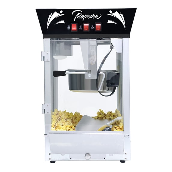Leumius Commercial Popcorn Machine, 12 Ounce Kettle Stainless Steel Popcorn Maker with Tempered Glass, Warming Deck, 850W Countertop Popcorn Popper for Parties, Events, Home Theater Black