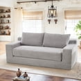 thumbnail image 1 of Leumius Convertible Loveseat Compression Sofa for Living Room,Corduroy 2 Seater Couch Memory Foam Sofa for Small Spaces,Apartments,Office,Grey, 1 of 8