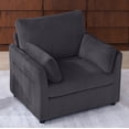 thumbnail image 1 of Leumius Corduroy Accent Chair, Modern Upholstered Single Sofa Armchair with 2 Pillows and Side Storage Pockets,Comfy Oversized Reading Chair for Living Room, Bedroom, Apartment,Blue, 1 of 12