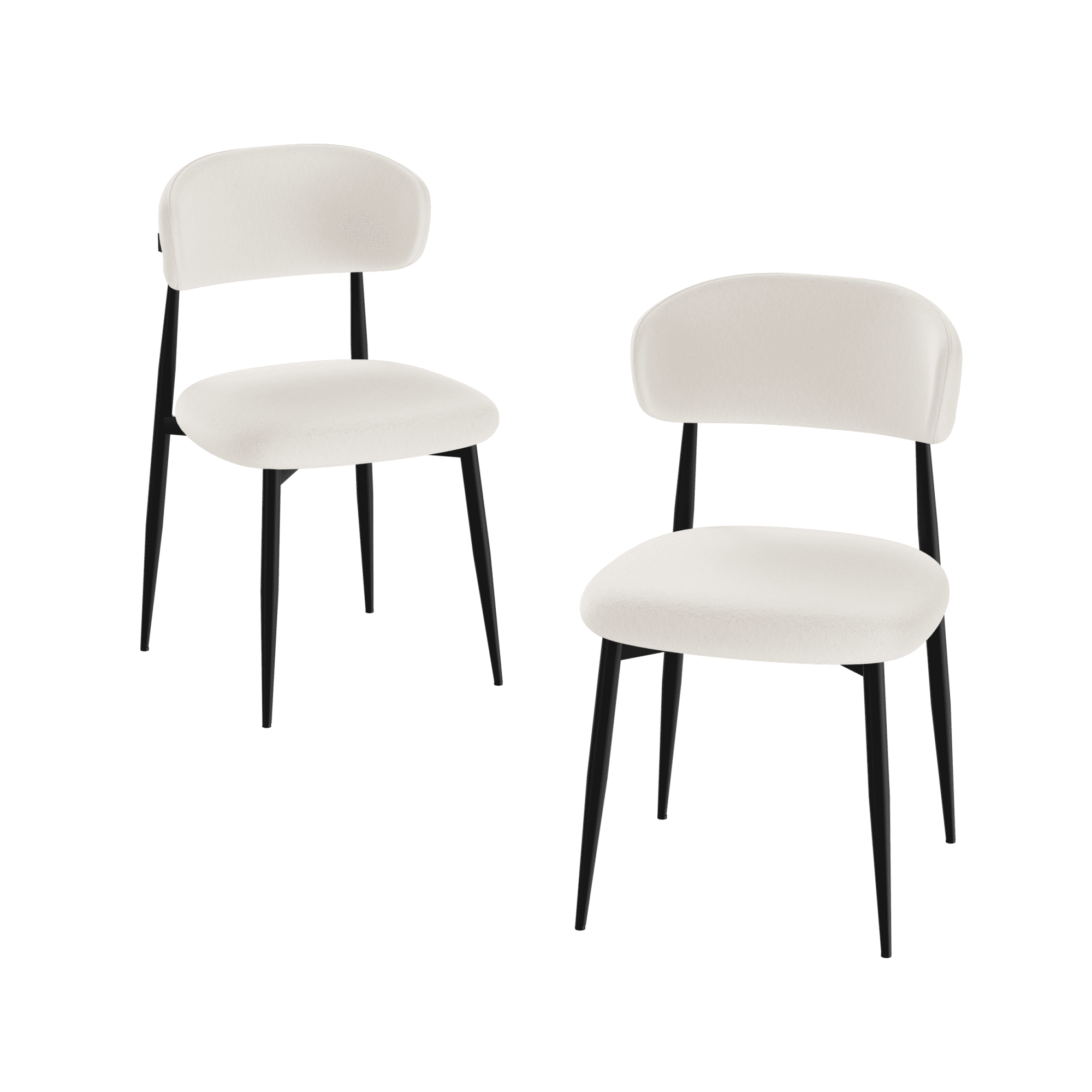 Leumius Dining Chairs Set of 2,Modern Kitchen Chairs with Soft Padding,Living Room Chairs with Curved Backrests and Metal Legs for Dining Rooms and Kitchens,Black