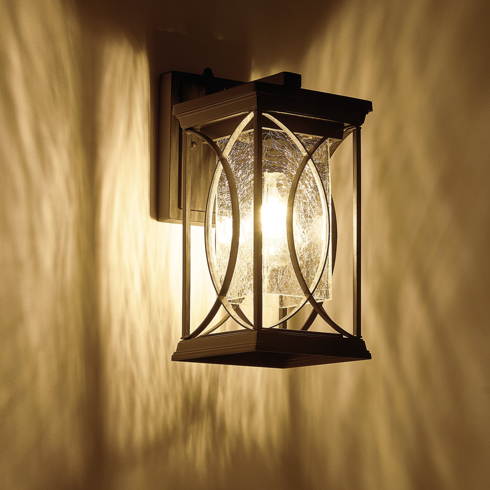 Leumius Dusk to Dawn Outdoor Wall Lantern Small Modern Exterior Light Fixture Aluminum with Crack-Like Glass Waterproof Outdoor Sconce Outside Light for House, Front Door
