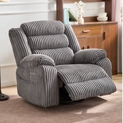 Leumius Extra Wide Power Recliner Chair,270  Swivel Rocking Chair with Heat & Massage,USB & Type C Charging Port,Velvet Upholstered Recliner with Side Pockets for Living Room, Bedroom, Nursery,Gray