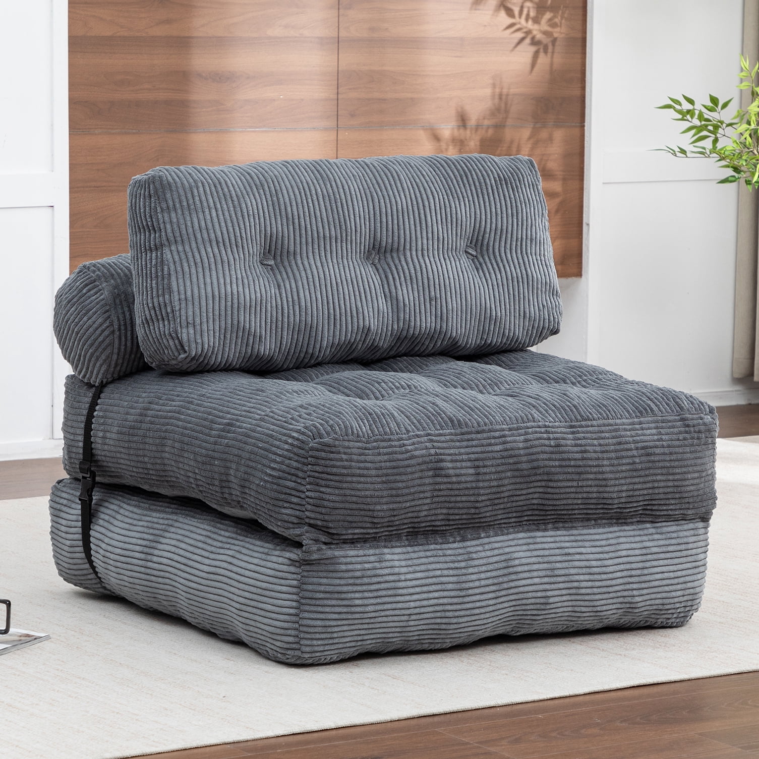 Leumius Folding Sofa Bed,68.5 inch Convertible Sleeper Sofa Chair with Pillow,Foldable Mattress Futon with Back Support,Soft Sleeper Chair Bed Floor Sofa for Living Room Bedroom,Dark Gray