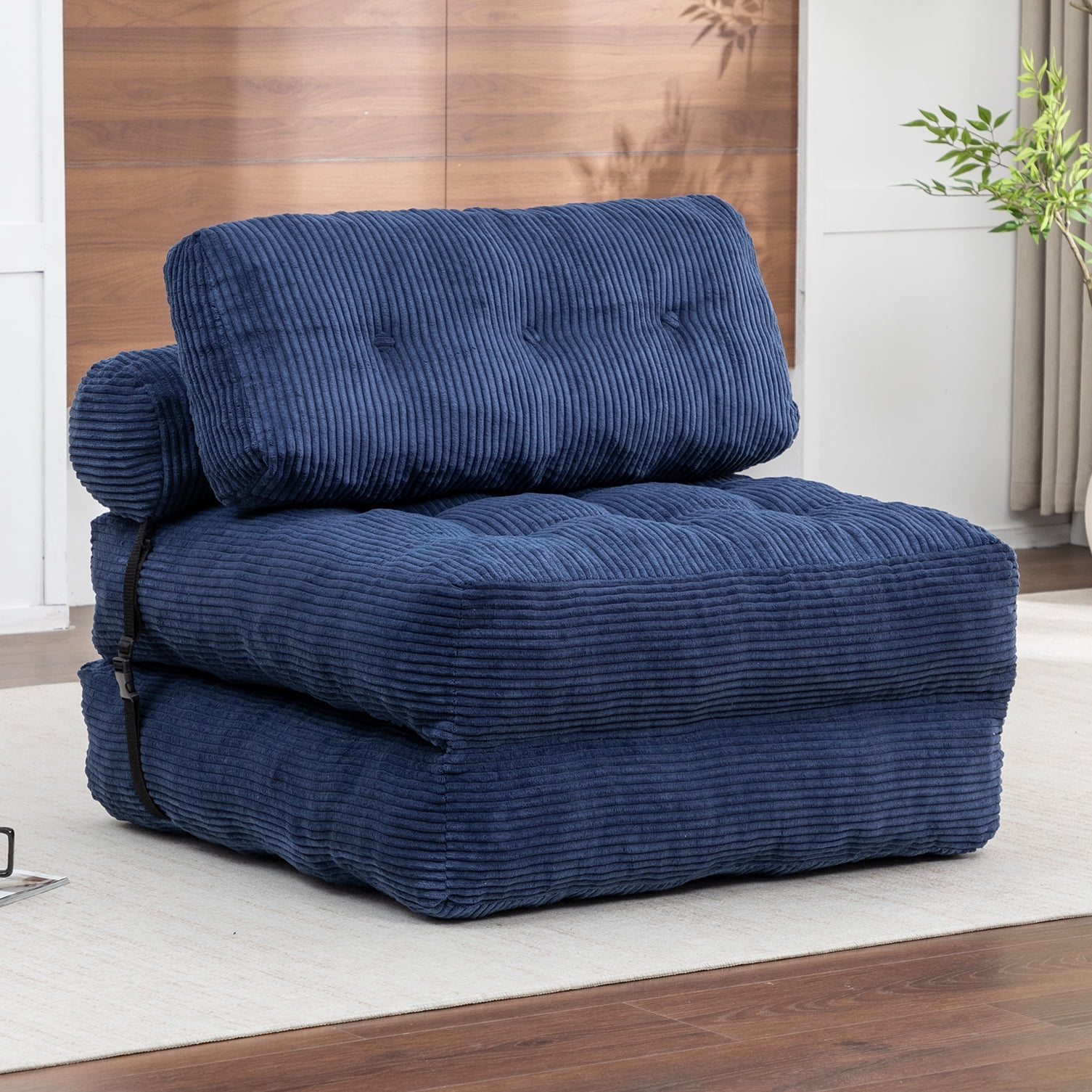Leumius Folding Sofa Bed,68.5 inch Convertible Sleeper Sofa Chair with Pillow,Foldable Mattress Futon with Back Support,Soft Sleeper Chair Bed Floor Sofa for Living Room Bedroom,Dark Blue