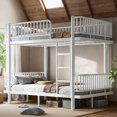 thumbnail image 1 of Leumius Full over Full Bunk Bed Frame with Ladders & Guardrails, Metal Bunk Bed Frame with Upgraded Safety Round-Pipe Design, Can Transformed into 2 Platform Bed for Teens Adults White, 1 of 8