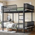 thumbnail image 1 of Leumius Full over Full Bunk Bed Frame with Ladders & Guardrails, Metal Bunk Bed Frame with Upgraded Safety Round-Pipe Design, Can Transformed into 2 Platform Bed for Teens Adults Black, 1 of 9