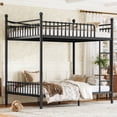 thumbnail image 1 of Leumius Full over Full Metal Bunk Bed with Unique Curved Guardrail Design, Round Tube Bunk Bed Frame, Metal Bunk Bed Frame for Kids Teens Adults Black, 1 of 9